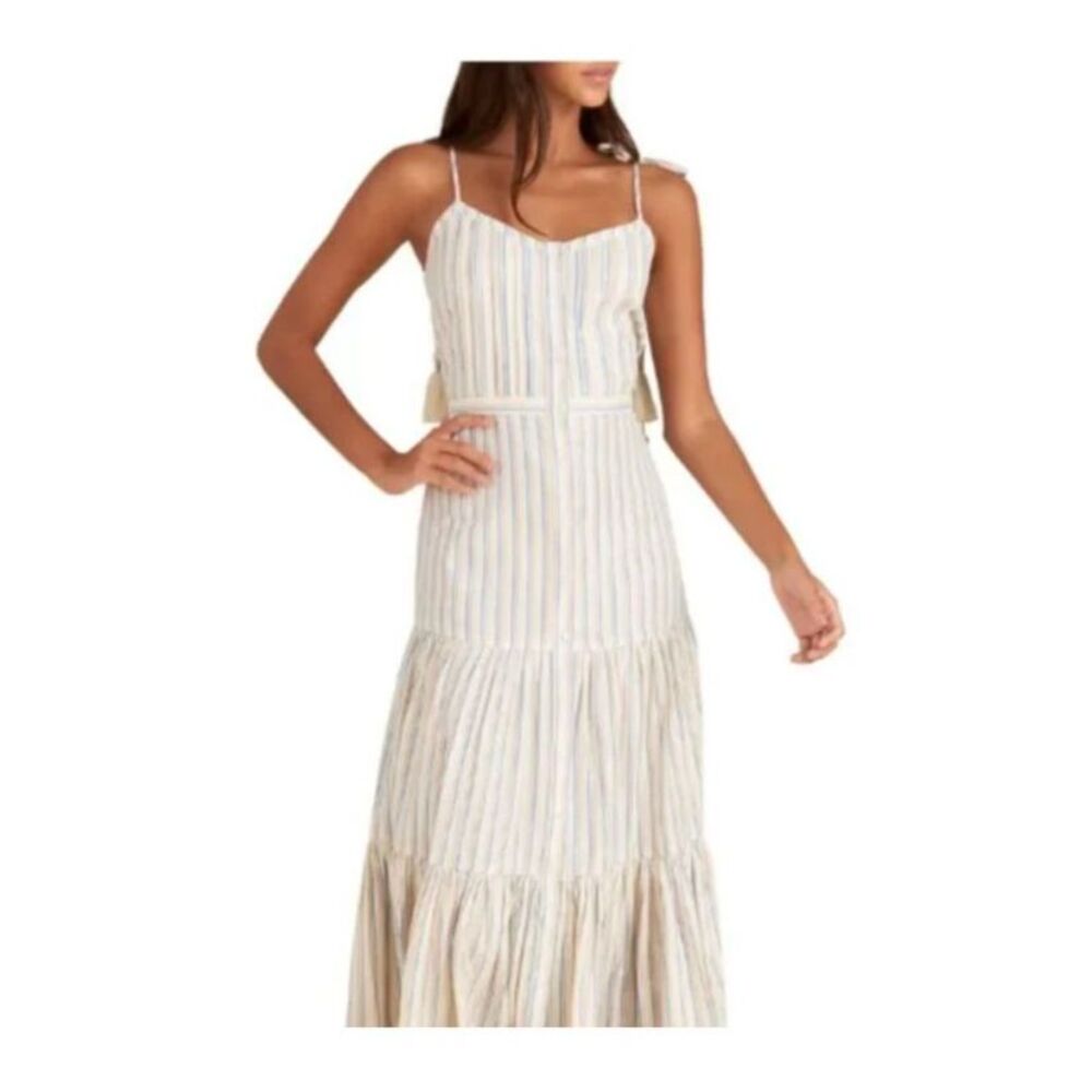 NWOT Veronica Beard Windansea Tiered Stripe Maxi Dress, Cream, M
